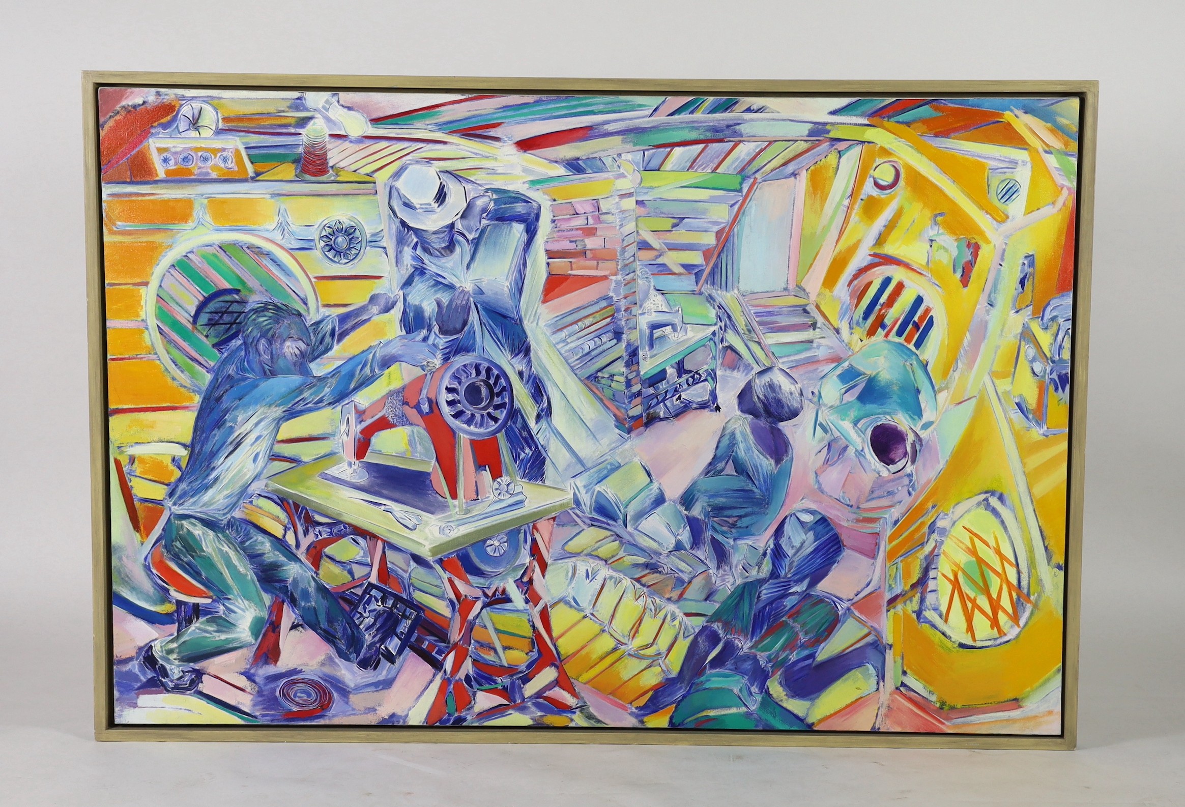 Denzil Forrester (1956-), 'Sewing Machine', oil on canvas, 121 x 183cm